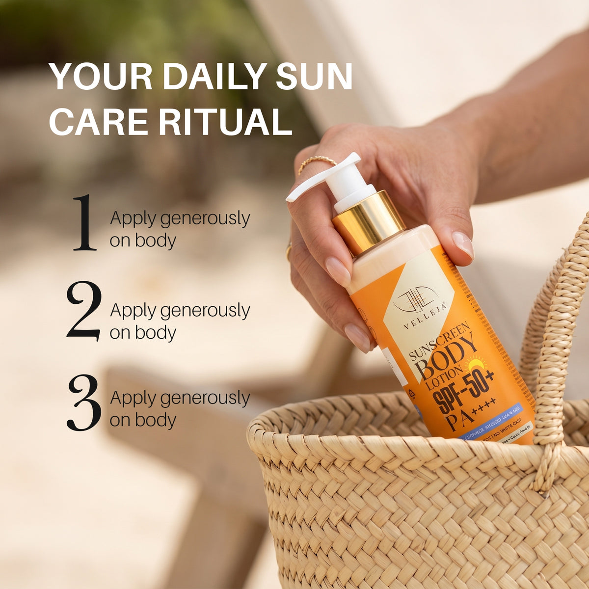 Velleja 2-in-1 Sunscreen Body Lotion SPF 50 PA++++ with 5% Niacinamide & Ceramides - Dista