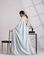 Thumbnail for trueBrowns Grey Muslin Silk Saree