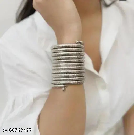 Tehzeeb Creations Women's Silver Colour Viral Spiral Bangle For Girl And Women - Distacart