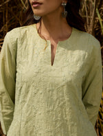 Thumbnail for trueBrowns Green Cotton Embroidered Co-ord Set