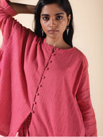 Thumbnail for trueBrowns Pink Cotton Dobby Oversized Co-ord Set - Distacart