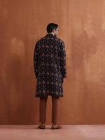 Thumbnail for trueBrowns Men's Black Printed Kurta