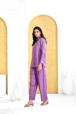 Thumbnail for BulBul Saroj Purple Chanderi Co-Ord Set