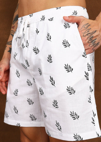 Fabmade Leaf Whisper Linen Shorts - Distacart