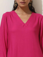 Thumbnail for trueBrowns Pink Viscose Kurta Pant Set
