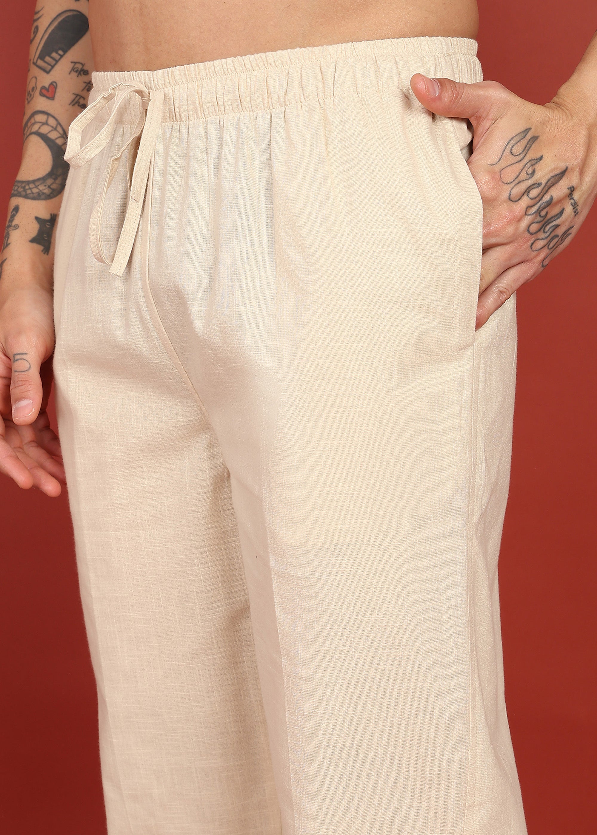 Fabmade Ivory Comfort Linen Pyjama - Distacart