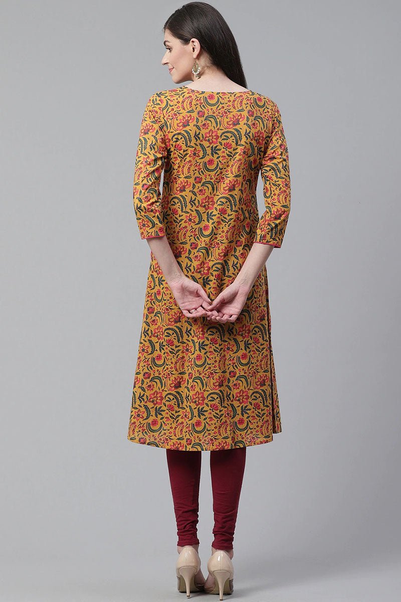 Ahika Women Cotton Trendy Festive Wear Orange Printed Kurti - Distacart