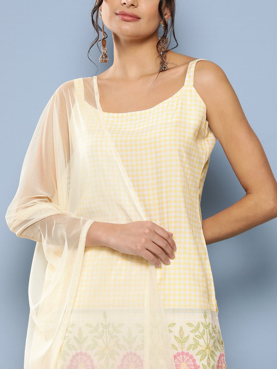 Ahalyaa Women Yellow Kurta with Sharara & With Dupatta - Distacart