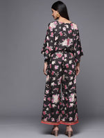 Thumbnail for Ahalyaa Printed Crepe Basic Jumpsuit With Lace Inserts - Distacart