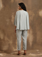 Thumbnail for trueBrowns Grey Lehariya Printed Silk Co-Ord Set - Distacart