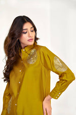 Thumbnail for BulBul Saroj Mustard Chanderi Co-Ord Set
