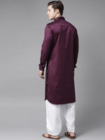 Thumbnail for Fabmade Men Purple Pathani Kurta With Salwar