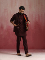 Thumbnail for trueBrowns Men's Cola Ikat Print Cotton Reversible Nehru Jacket