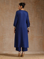 Thumbnail for trueBrowns Midnight Blue Modal Satin Relax Kurta Set - Distacart