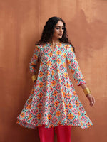 Thumbnail for trueBrowns Off White Print Flared Anarkali Kurta Co-ord Set