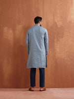 Thumbnail for trueBrowns Men's Blue Chanderi Kurta
