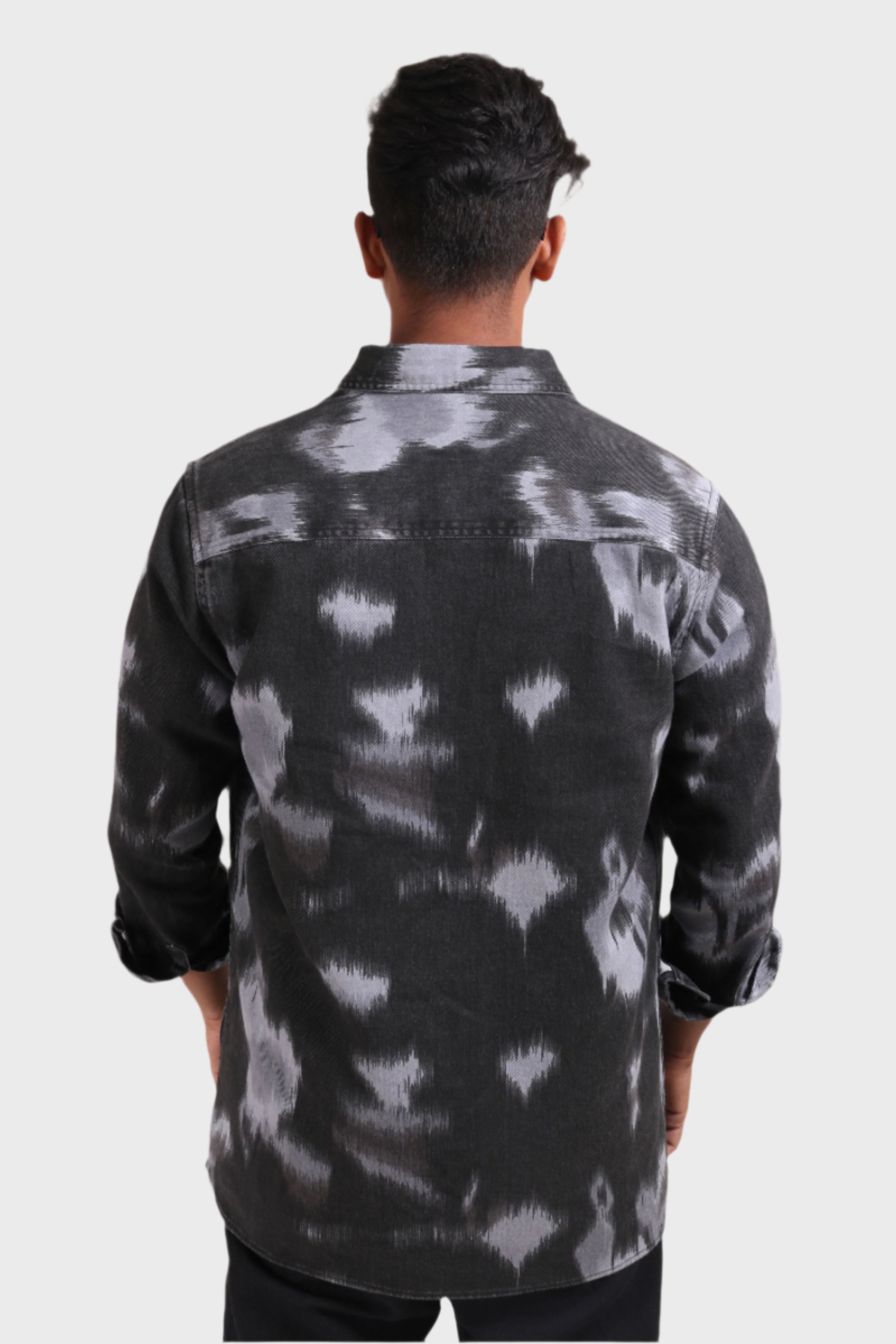 Xkind Light Blue Printed Denim Shacket