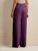 Thumbnail for trueBrowns Purple Woollen Flared Pants