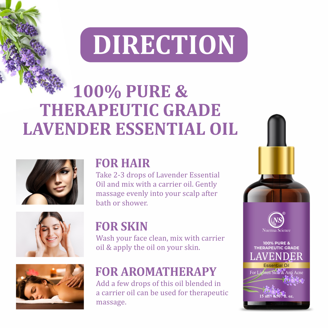 Nuerma Science Lavender Essential Oil | For Skin Care & Natural Hair Growth - Distacart