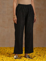 Thumbnail for trueBrowns Black Gold Cotton Angrakha Kurta Set - Distacart