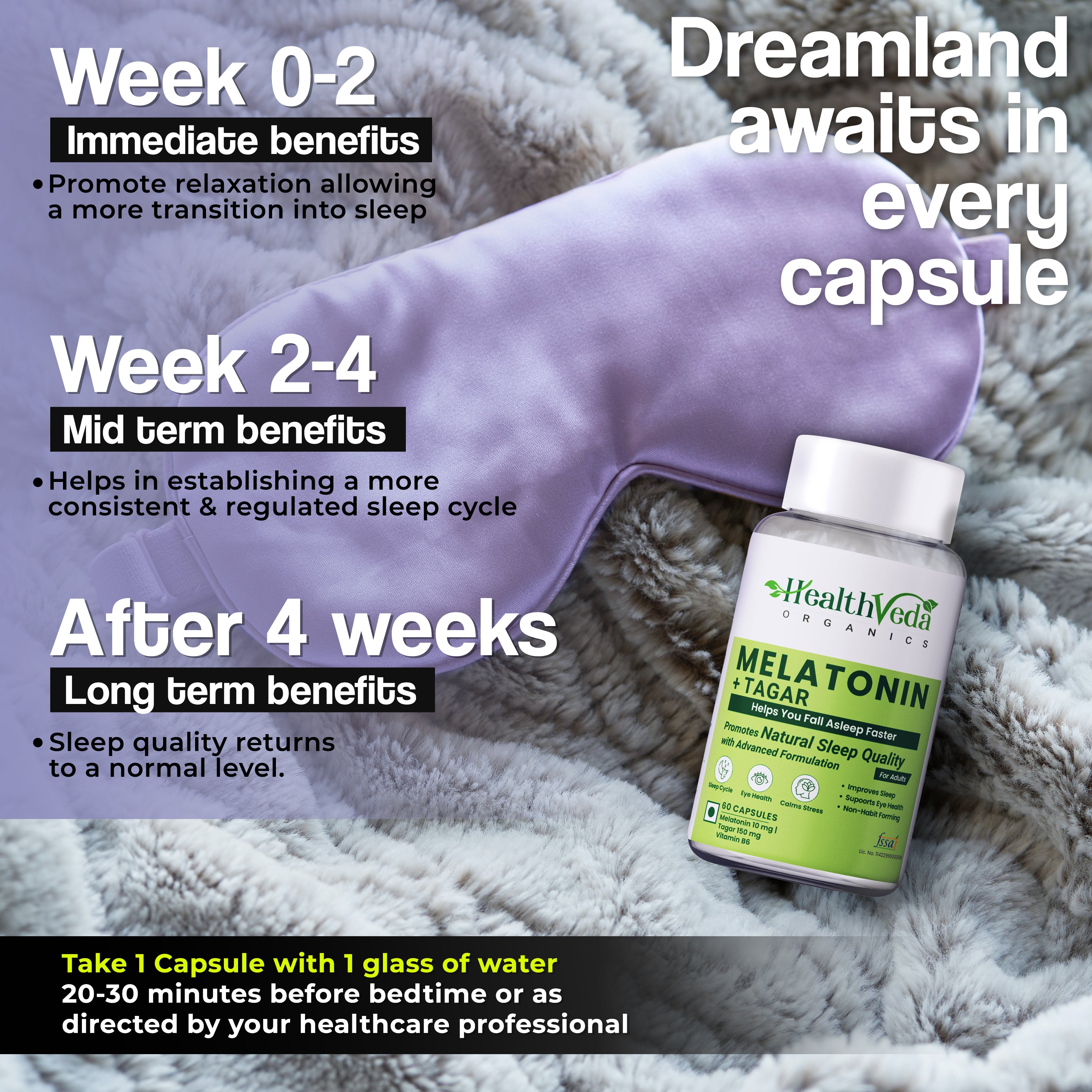 Health Veda Organics Melatonin Sleep & Relaxation Capsules - Distacart