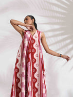 Thumbnail for trueBrowns Pink Cotton Abstract Print Dress