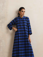 Thumbnail for trueBrowns Blue Check Flared Winter Dress