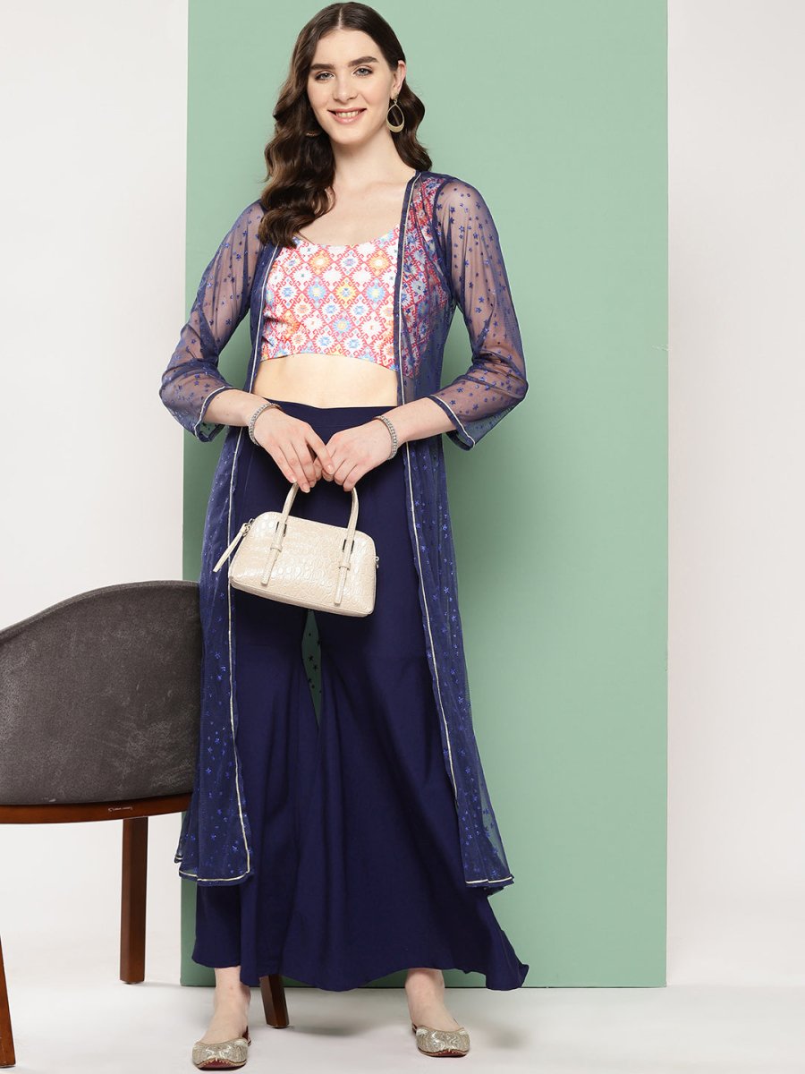 Ahalyaa Printed Ethnic Co-Ords with Shrug - Distacart