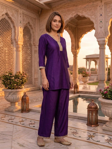 Anaita Purple Stylish Readymade Co-Ords Set - Dista