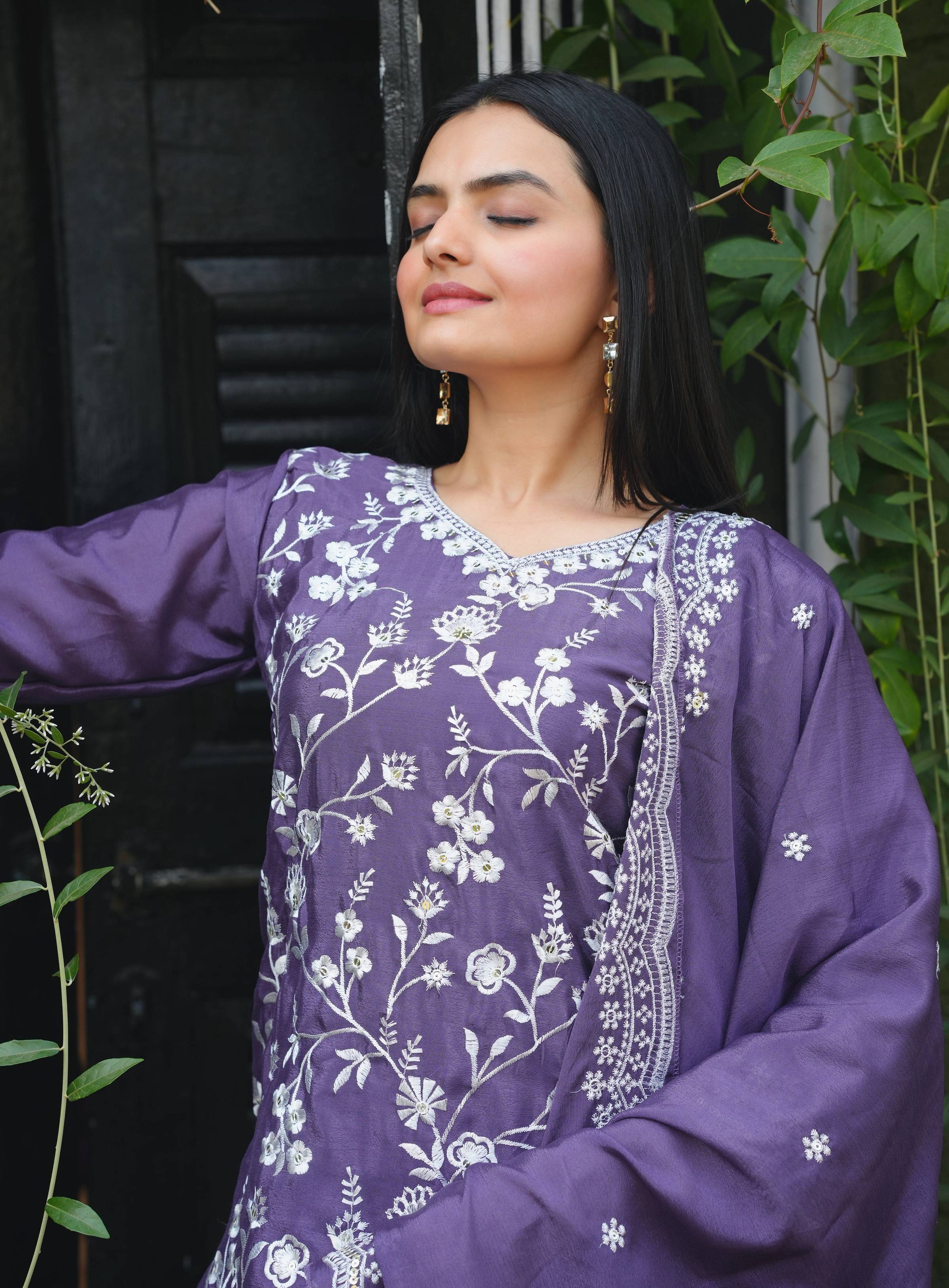 Yash Enterprise Alluring Sequence Embroidered Work Lavender Silk Readymade Salwar Suit