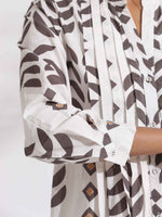 Thumbnail for trueBrowns White Cotton Stripe Print Pleated Kurta Set
