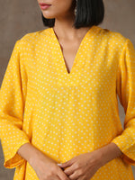 Thumbnail for trueBrowns Yellow Bandhani Flare Printed Silk Co-Ord Set | Relove