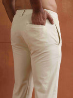 Thumbnail for trueBrowns Men's Off White Cotton Twill Pants