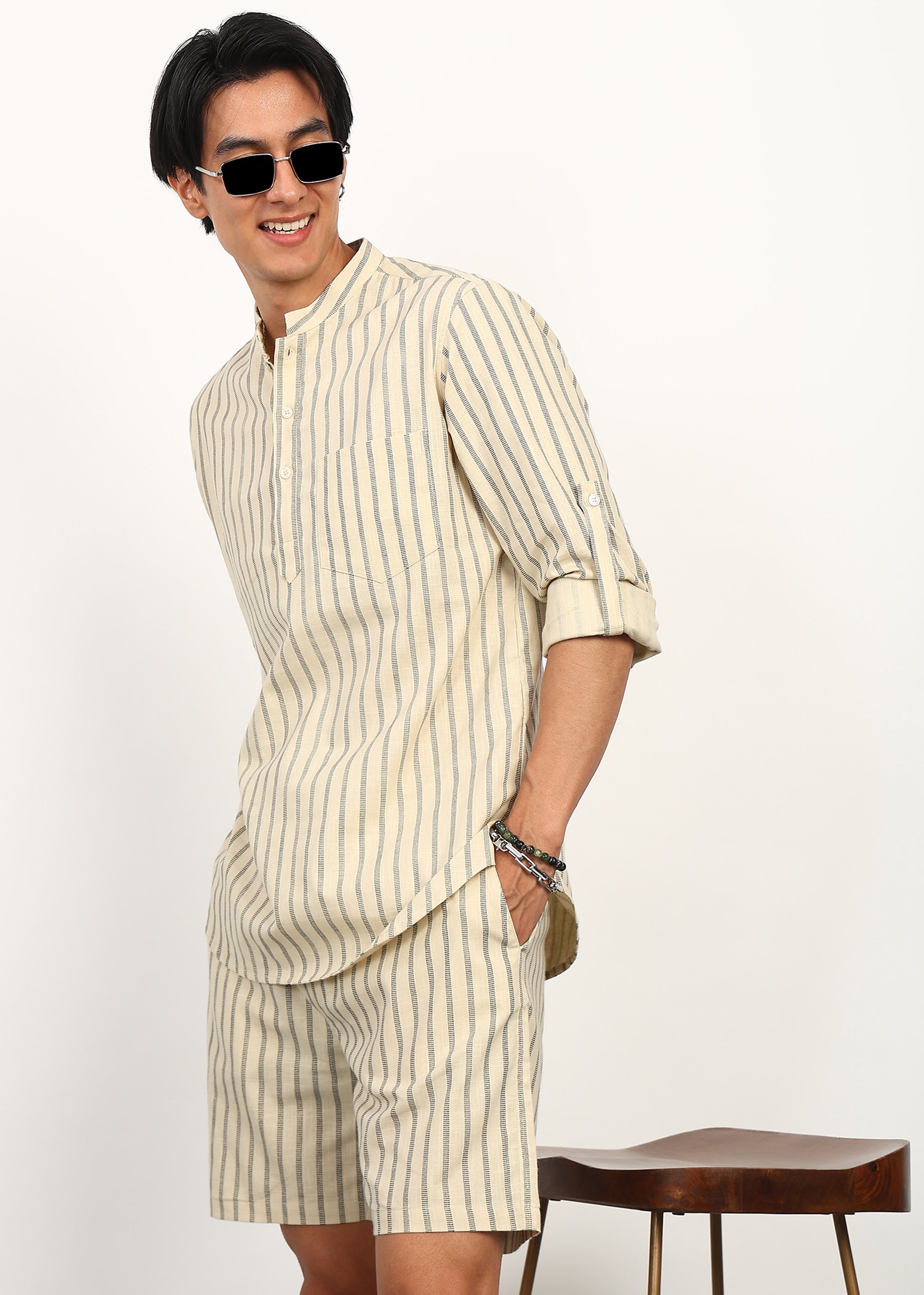Fabmade Sandline Stripe Linen Co-Ord Set - Distacart