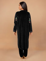 Thumbnail for trueBrowns Black Velvet Embroidered Kurta Set