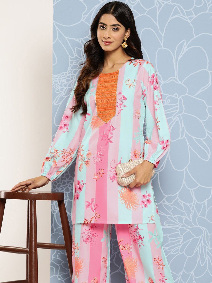 Ahalyaa Striped Ethnic Co-Ords - Distacart