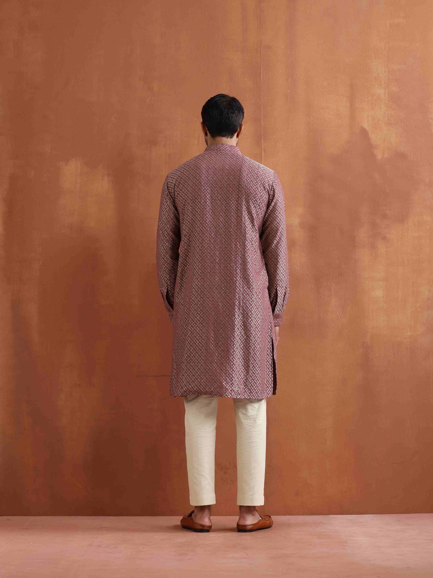trueBrowns Men's Purple Cotton Dobby Kurta - Distacart