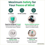 Thumbnail for The Indus Valley QuicKooker Tri-Steel Stainless Steel Pressure Cooker, Premium Quality, 3 Layer Heavy Bottom, 100% Safe, ISI Certified, Induction & Gas, 3/5 L