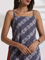 Thumbnail for trueBrowns Grey Cotton Print Highslit Kurta Set