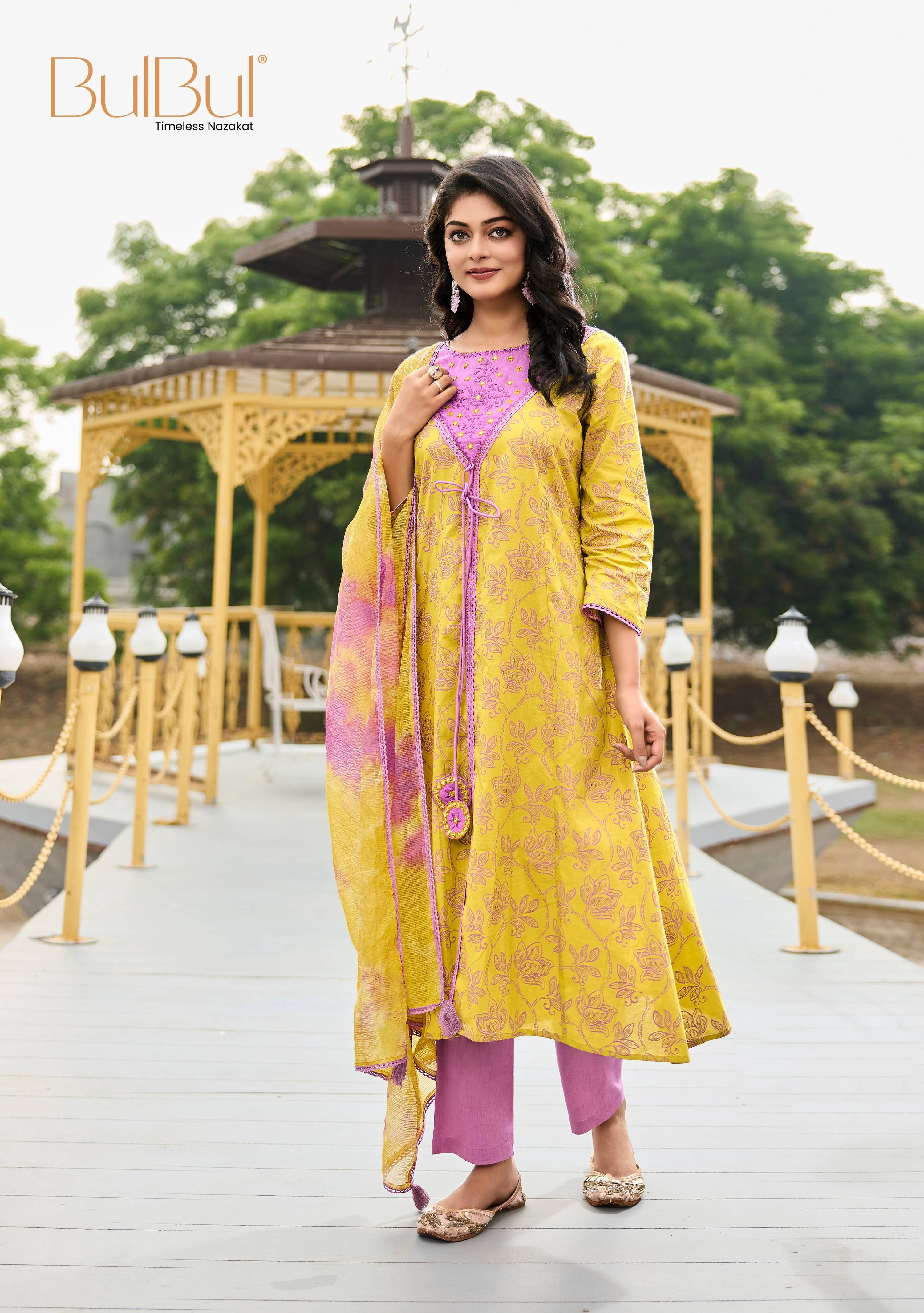 BulBul Karina Cotton Mustard Kurta Set with Dupatta