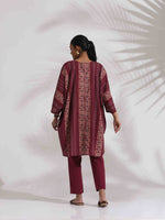 Thumbnail for trueBrowns Purple Cotton Print Kurta Co-ord Set