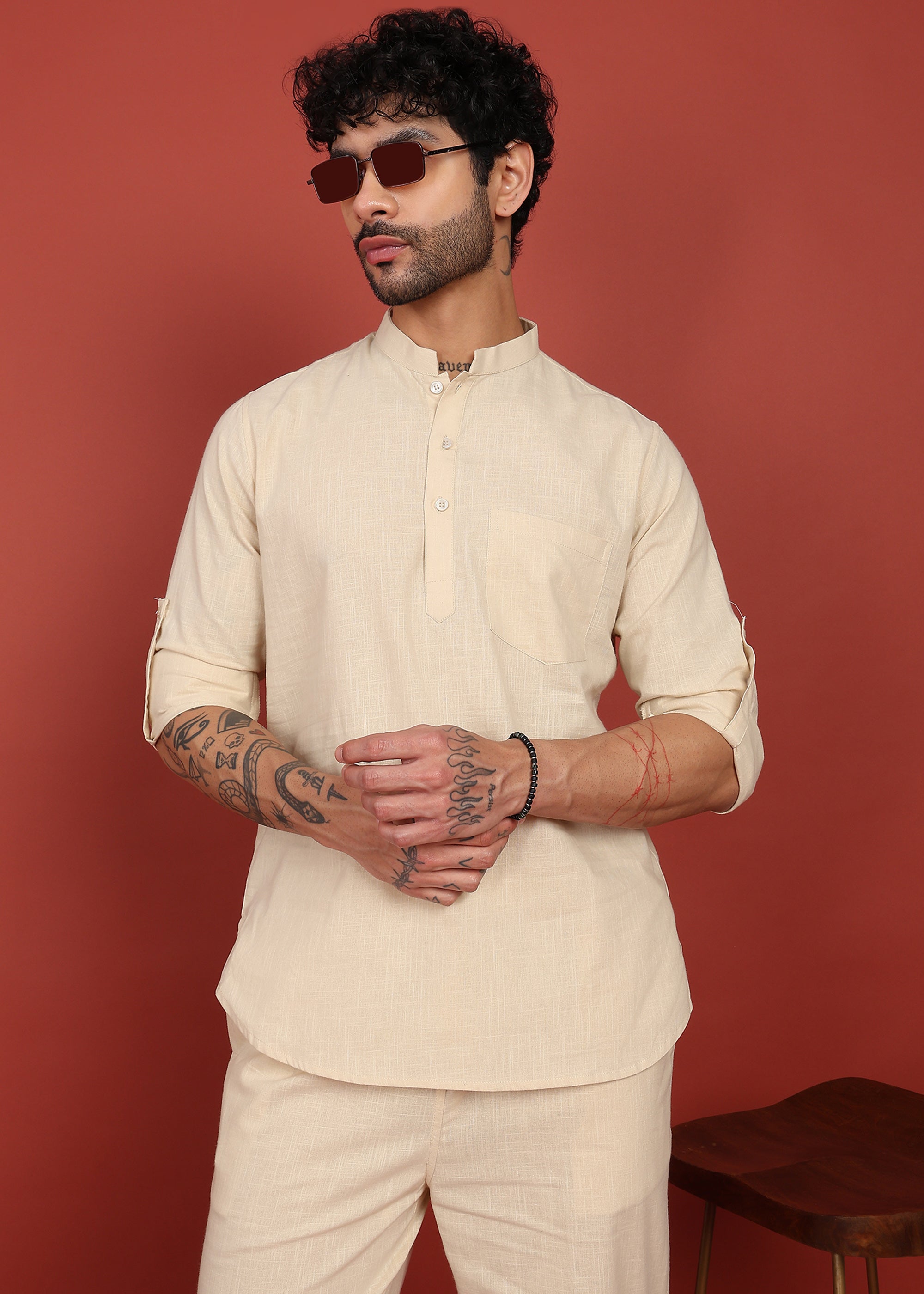 Fabmade Ivory Ease Short Kurta Co-Ord Set - Distacart