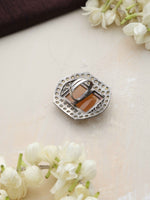 Thumbnail for trueBrowns Silver Tone Yellow Stone Ring - Distacart