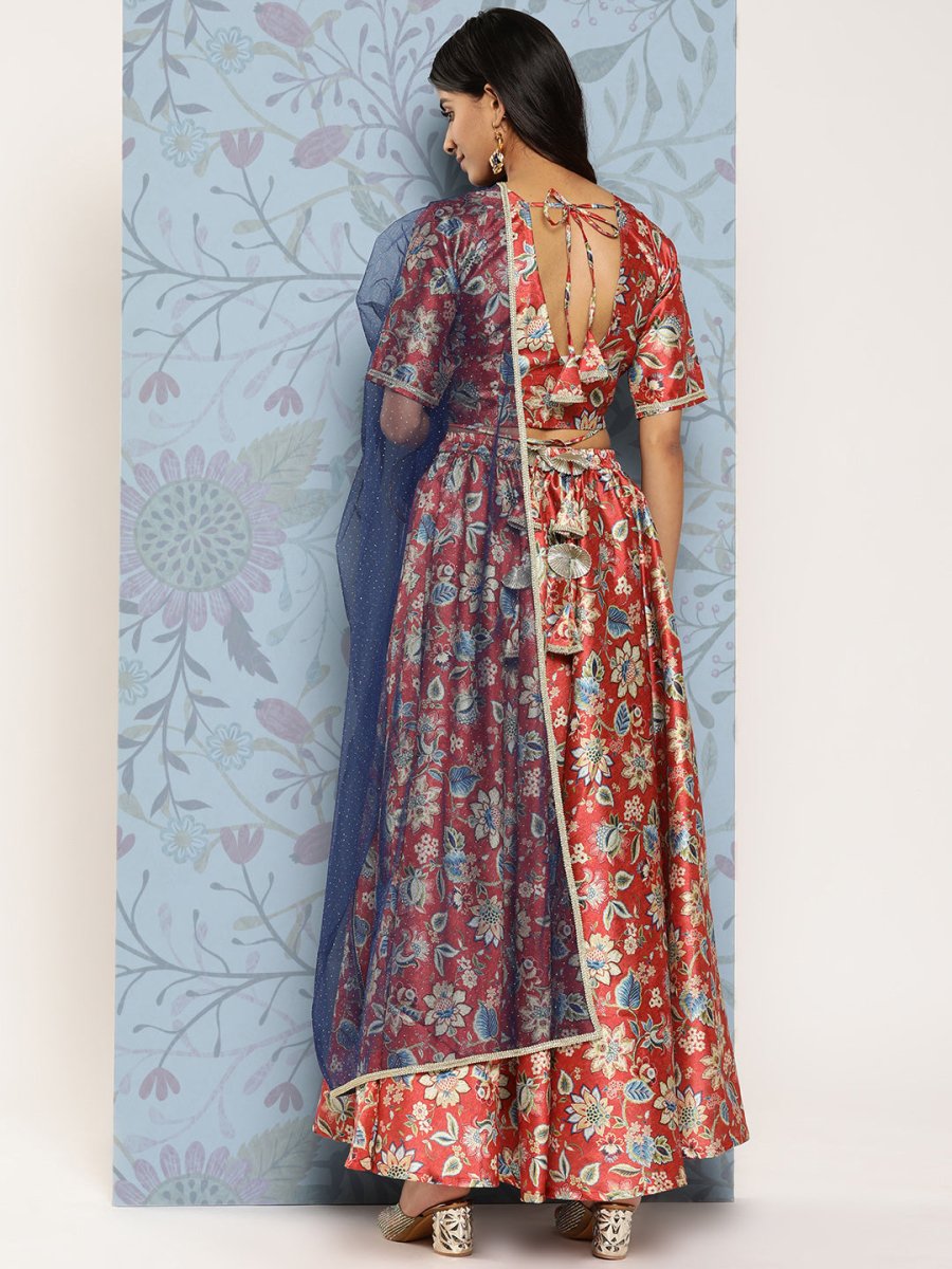 Ahalyaa Printed Zari Ready to Wear Lehenga & Blouse With Dupatta - Distacart