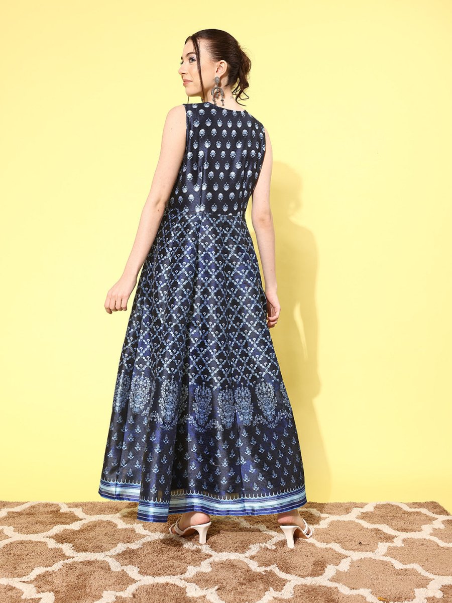 Ahalyaa Floral Printed Maxi Ethnic Dress - Distacart