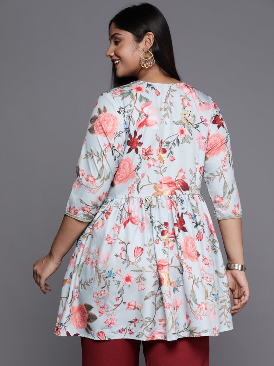 Ahalyaa Plus Size Floral Printed Tunic - Distacart