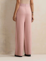 Thumbnail for trueBrowns Pink Woollen Flared Pants