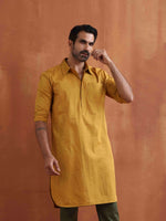 Thumbnail for trueBrowns Men's Mustard Cotton Kurta