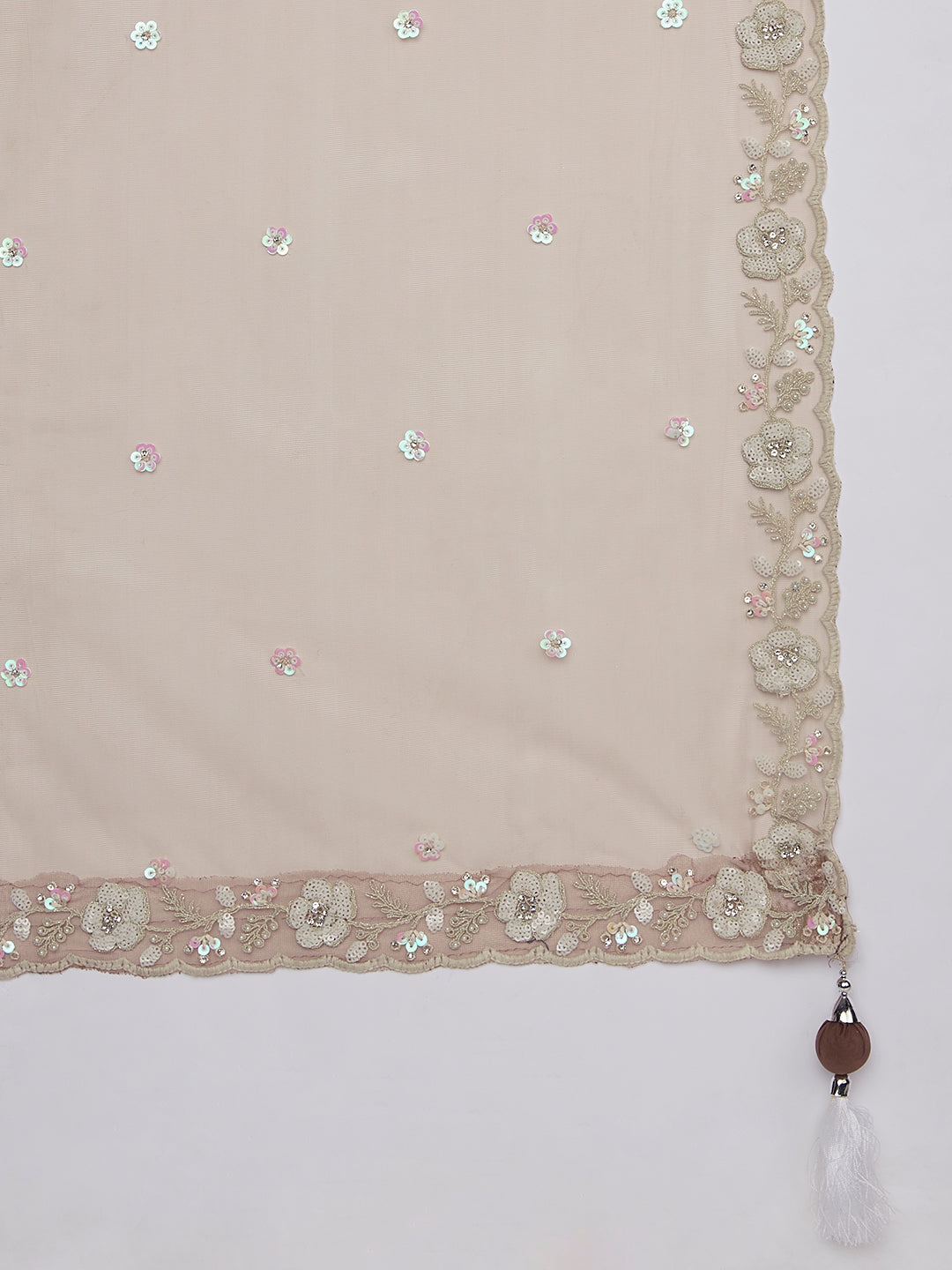House of Panchhi Rose Gold Pure Georgette Sequins And Thread Embroidery Lehenga Choli & Dupatta - Distacart