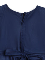 Thumbnail for Ahalyaa Girls Navy Blue Velvet Angrakha Gotta Patti Kids Kurta with Palazzos - Distacart